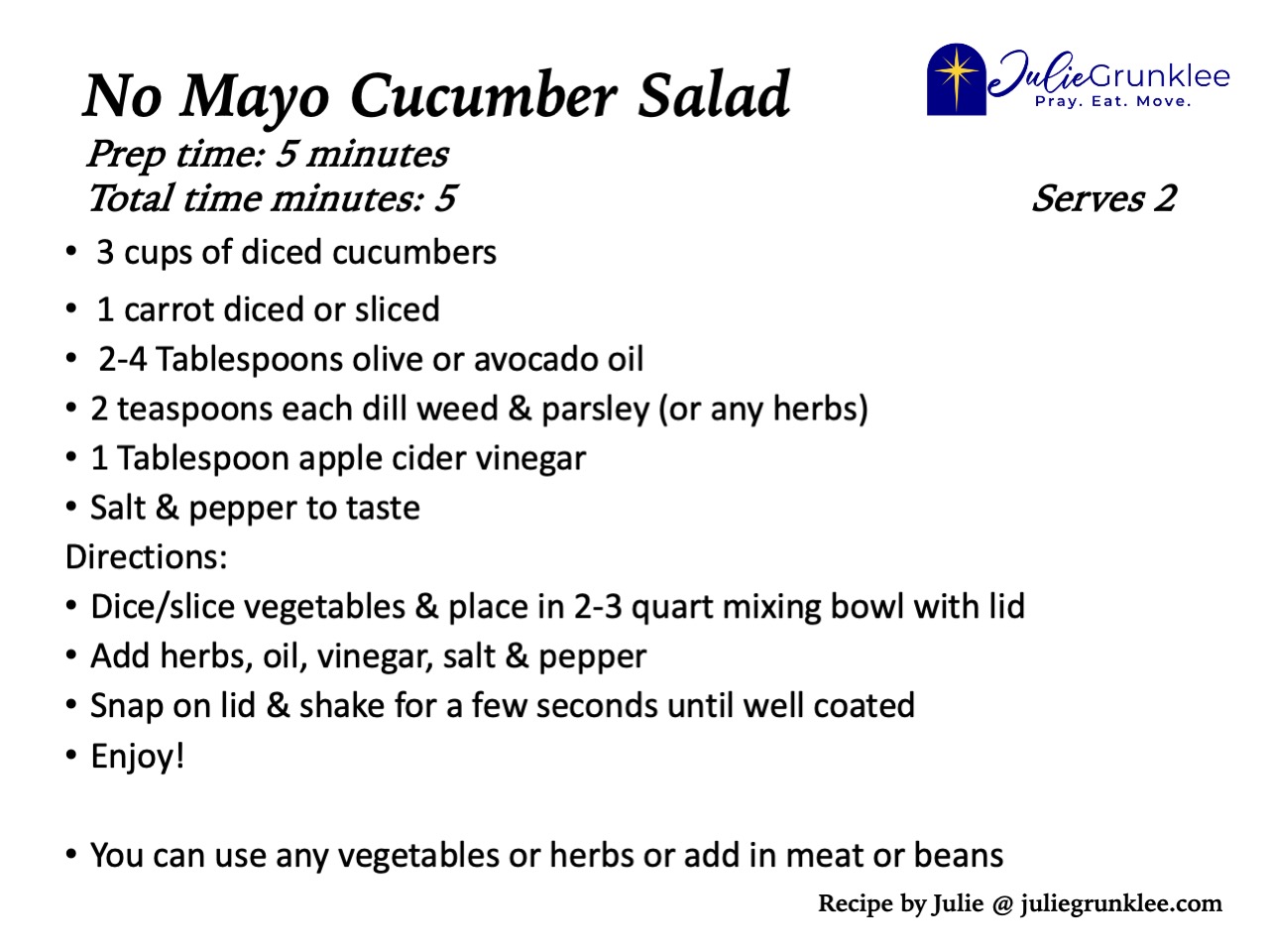 No Mayo Cucumber Salad